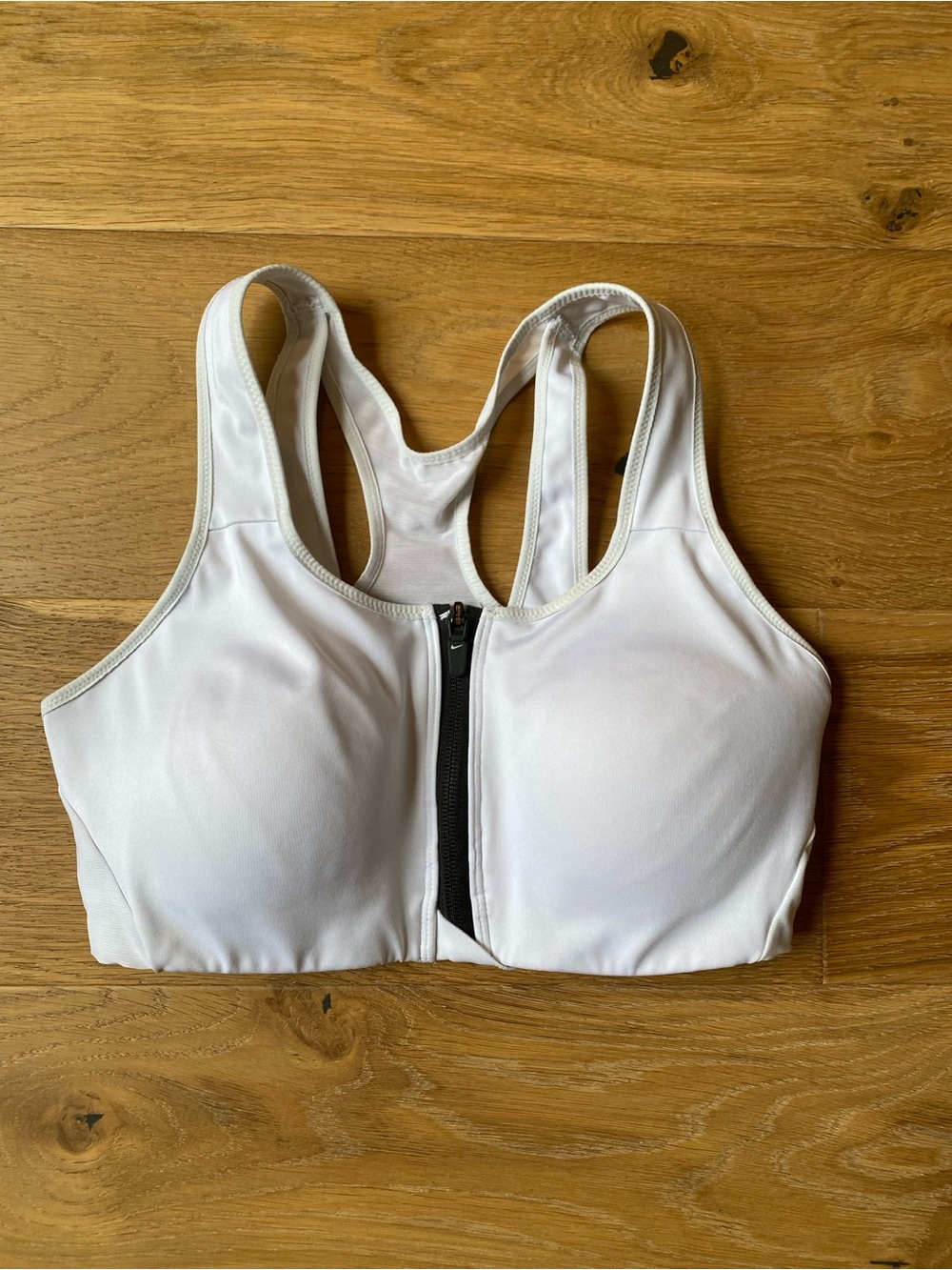 Nike White Front-Zip Racerback Sports Bra Small